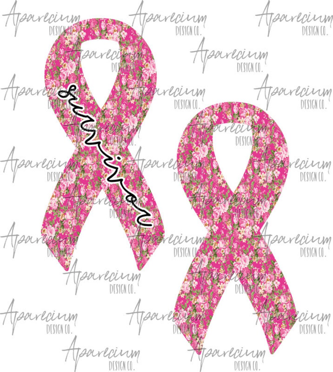 DIGITAL FILE Pink Floral Awareness Ribbon Sublimation Design - Etsy