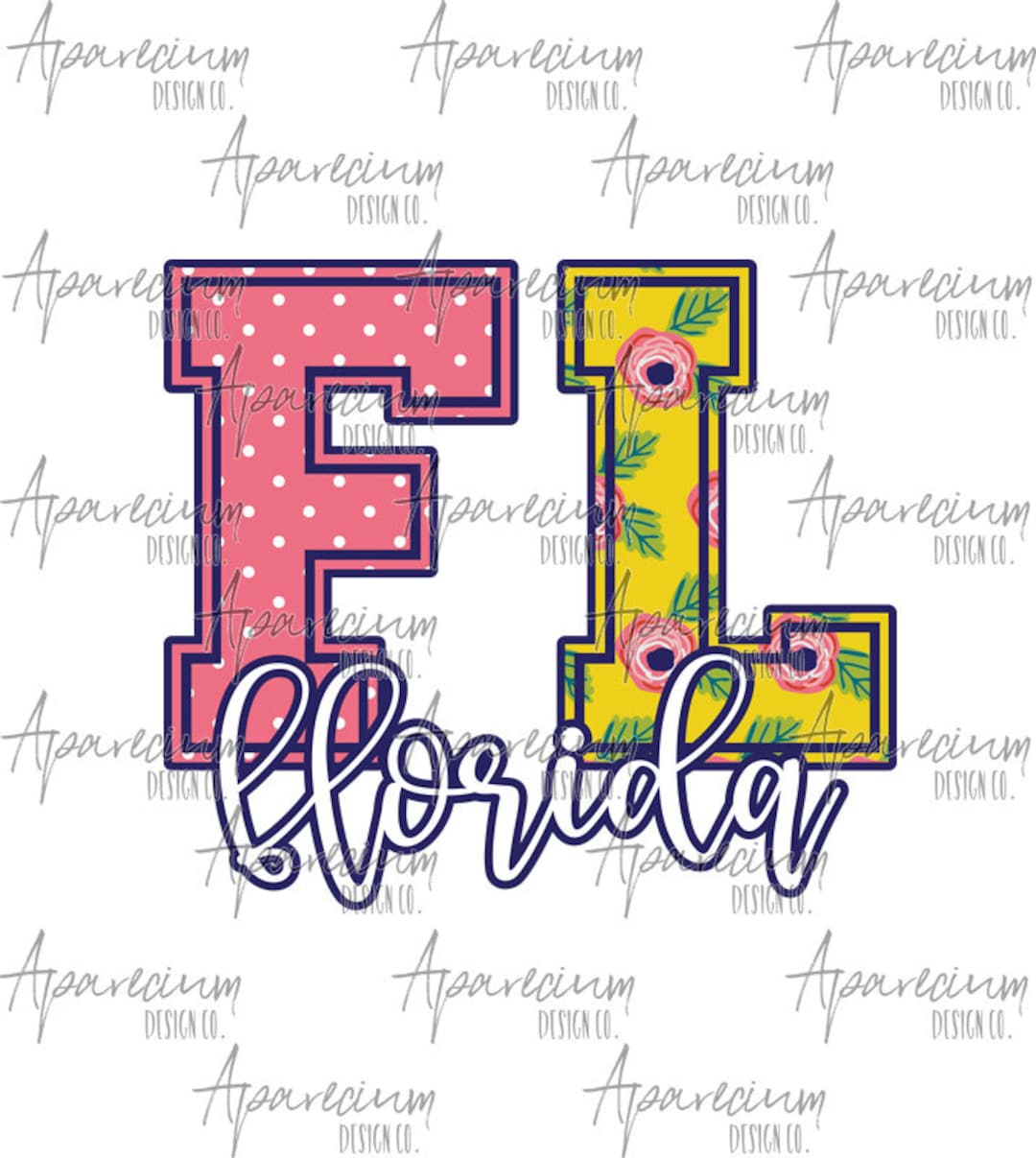 DIGITAL FILE Colorful Floral Florida State Abbreviation Sublimation