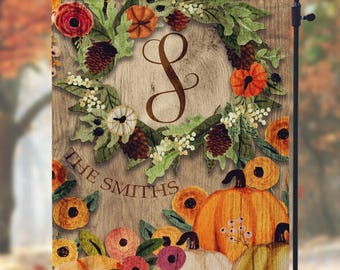 DIGITAL FILE Wooden Fall Floral Pumpkin Garden Flag Sublimation Template