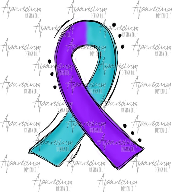 Purple and Teal Awareness Ribbon Sublimation Design Etsy