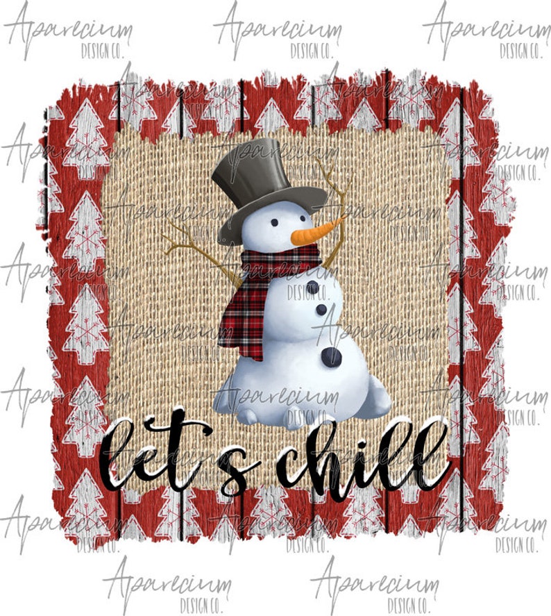 Download Let's Chill Snowman Christmas Pillow Sublimation Design | Etsy