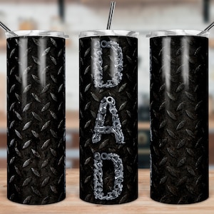 DIGITAL FILE Black Diamond Plate Dad Nuts and Bolts Skinny Tumbler Sublimation Design