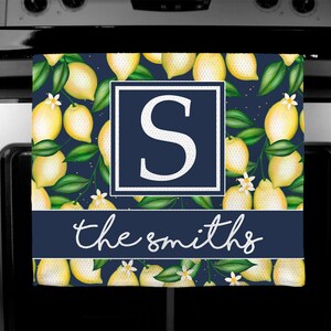 DIGITAL FILE Navy Blue Lemon Dish Towel Sublimation Design