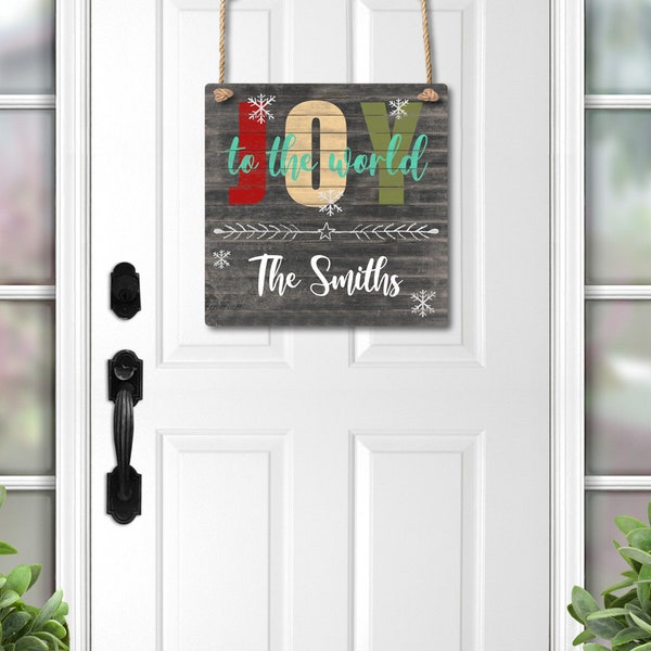 DIGITAL FILE Wooden Joy to the World Christmas Square Door Hanger Sublimation Design