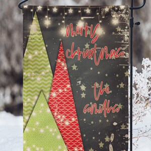 DIGITAL FILE Vintage Paper Christmas Tree Garden Flag Sublimation Template