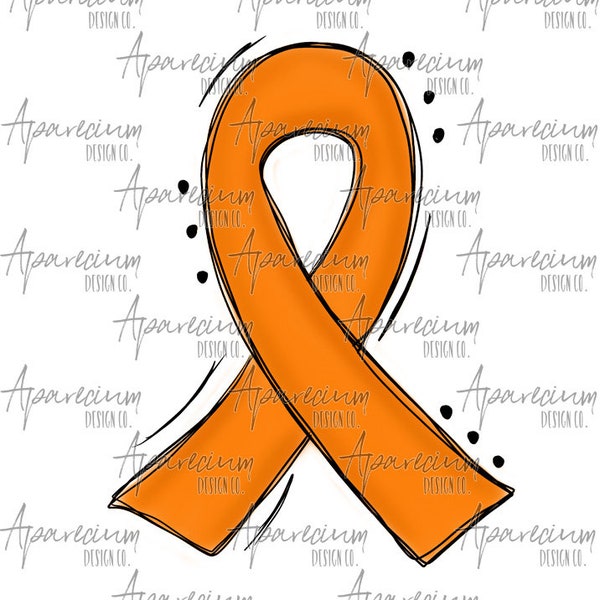 DIGITAL FILE Orange Awareness Ribbon Sublimation Design