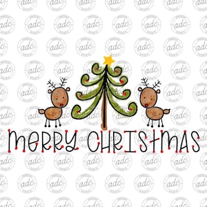 DIGITAL FILE Merry Christmas Reindeer Sublimation Design