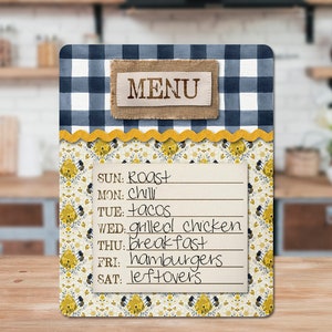 DIGITAL FILE Navy Honey Bee Farmhouse Menu Dry Erase Board Sublimation Design Template