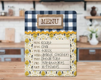 DIGITAL FILE Navy Honey Bee Farmhouse Menu Dry Erase Board Sublimation Design Template
