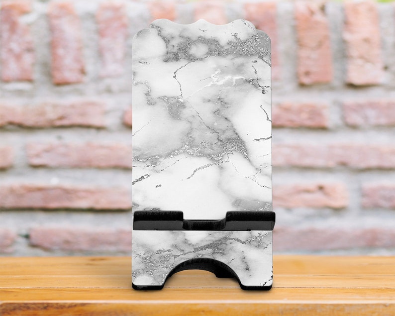 Black and Silver Marble Phone Stand Sublimation Template Etsy