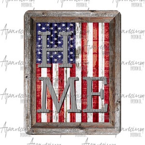 Wooden Framed HOME American Flag Dry Erase Board Sublimation Design Template BLANK