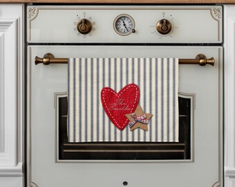 DIGITAL FILE Cottagecore Patriotic Heart Dish Towel Sublimation Design