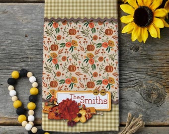 DIGITAL FILE Gingham Pumpkin Fall Dish Towel Sublimation Design