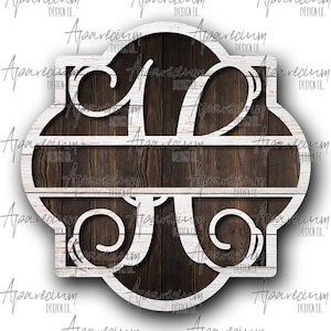 DIGITAL FILE White Shiplap Split Monogram H Quatrefoil Door Hanger Sublimation Design