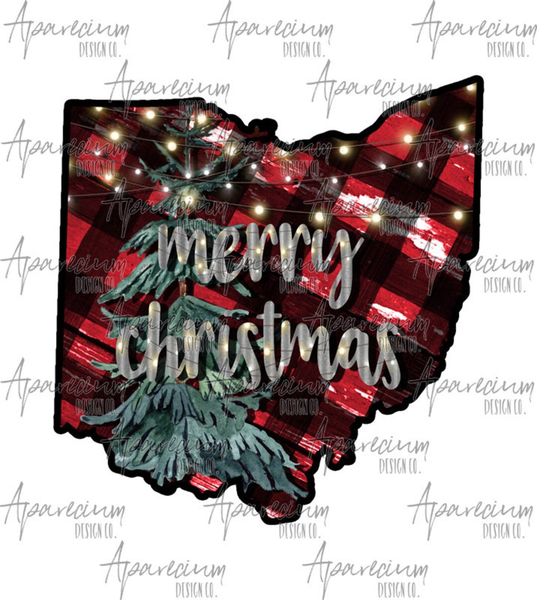 DIGITAL FILE Wooden Buffalo Plaid Ohio State Merry Christmas Sublimation Design Etsy