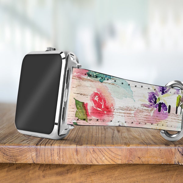 DIGITAL FILE Wooden Floral Apple Watch Band Sublimation Design