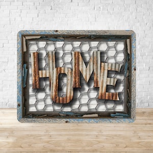 DIGITAL FILE Rusty Chicken Wire Galvanized Tin Home Dry Erase Board Sublimation Design Template