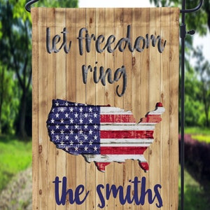 DIGITALE DATEI Let Freiheit Ring Holz amerikanische Flagge Garten Flagge Sublimation Vorlage