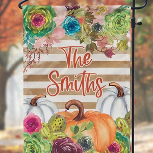 DIGITAL FILE Succulent and Pumpkin Fall Floral Garden Flag Sublimation Template