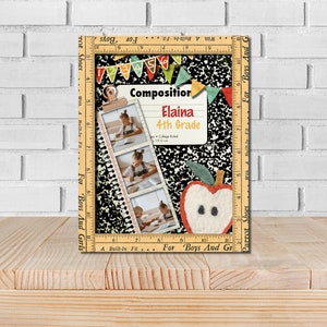 DIGITAL FILE Back to School Composition Book Photo Memory Dry Erase Board Sublimation Design Template