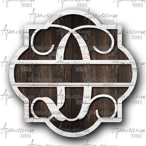 DIGITAL FILE White Shiplap Split Monogram D Quatrefoil Door Hanger Sublimation Design
