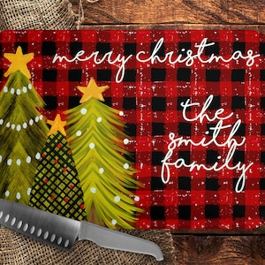 DIGITAL FILE Buffalo Plaid Christmas Tree Rectangle Cutting Board Sublimation Design