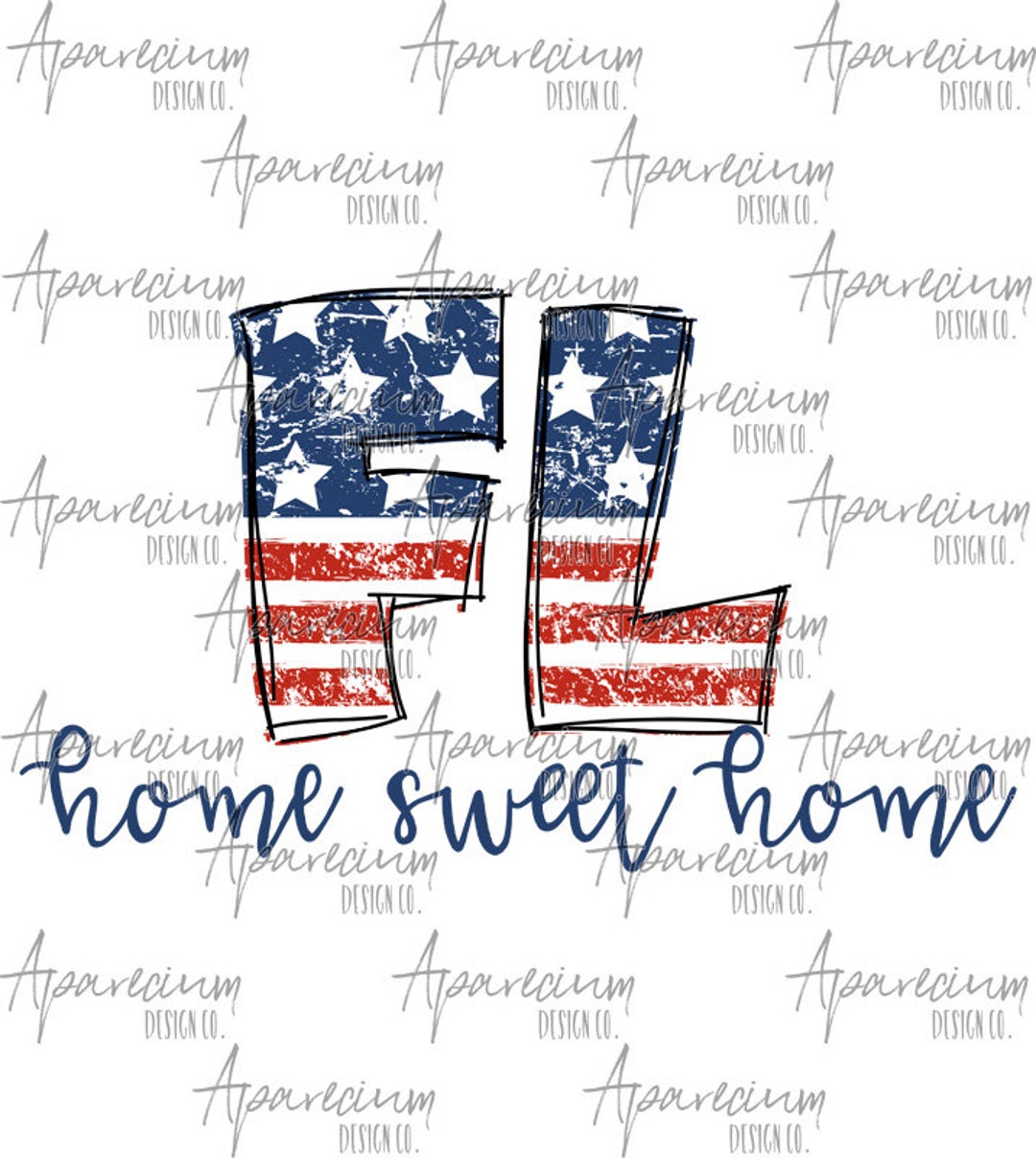 DIGITAL FILE Distressed American Flag Florida State Abbreviation Home