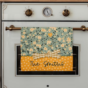 DIGITAL FILE Blue and Yellow Floral Polka Dot Dish Towel Sublimation Design