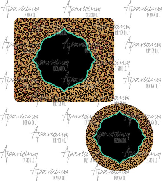 Leopard Print Mouse Pad And Coaster Desk Set Sublimation Design