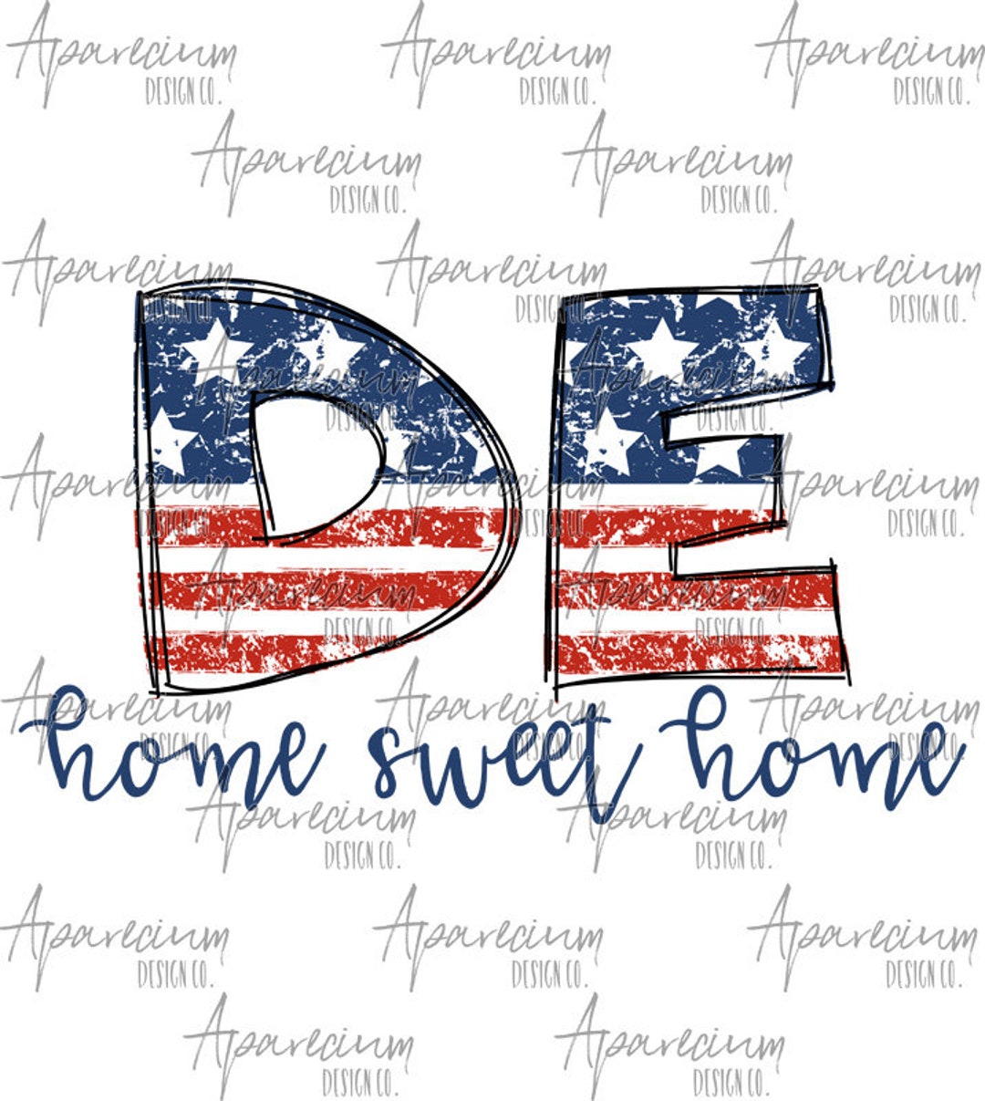 DIGITAL FILE Distressed American Flag Delaware State Abbreviation Home