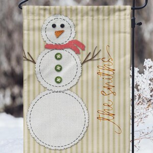 DIGITAL FILE Ticking Fabric Snowman Garden Flag Sublimation Template