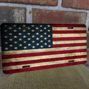 DIGITAL FILE Wooden American Flag License Plate Sublimation Template