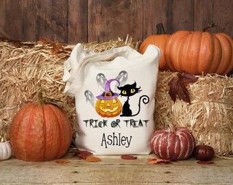 DIGITAL FILE Trick or Treat Pumpkin Black Cat Halloween Sublimation Design