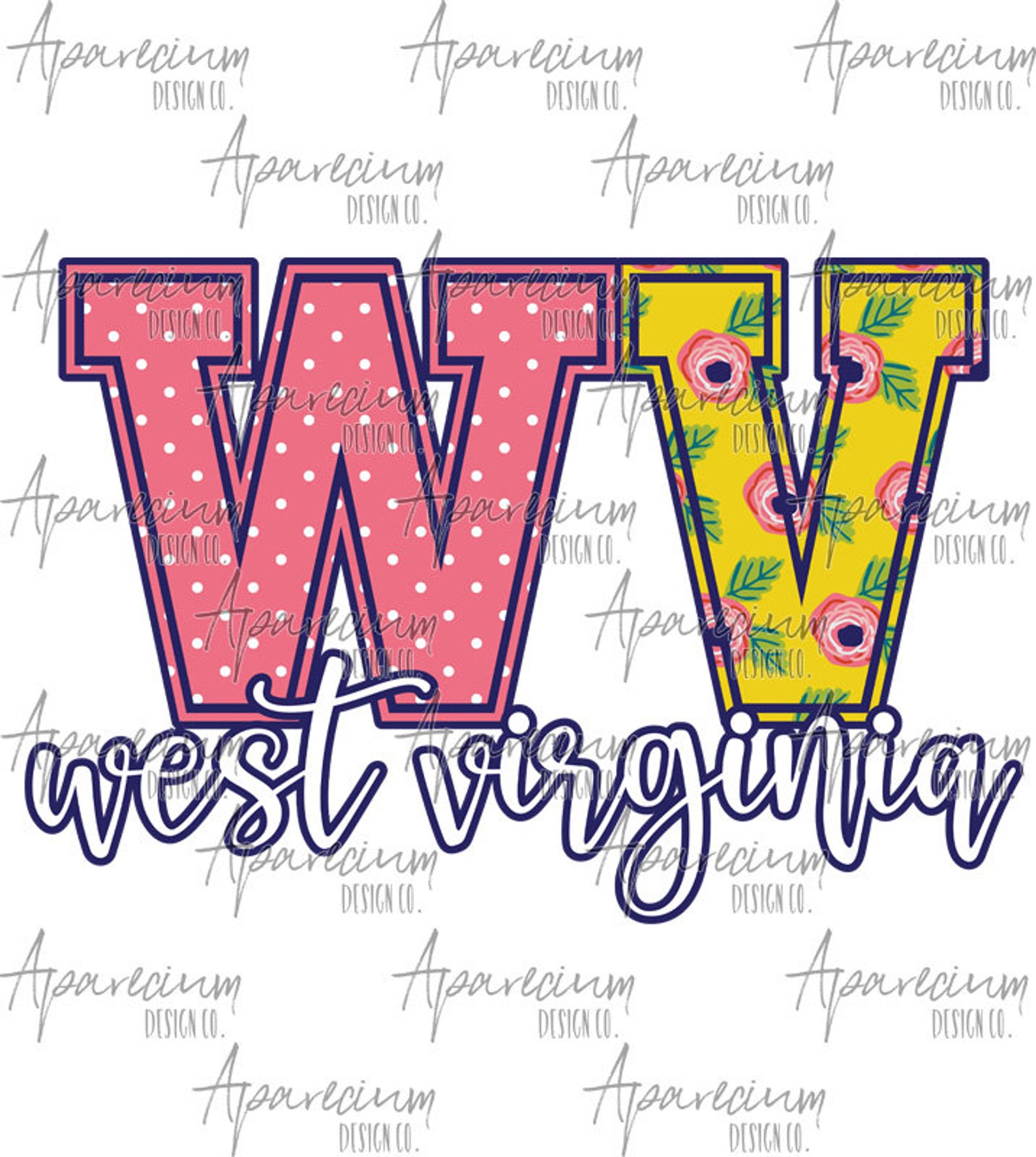 DIGITAL FILE Colorful Floral West Virginia State Abbreviation Etsy