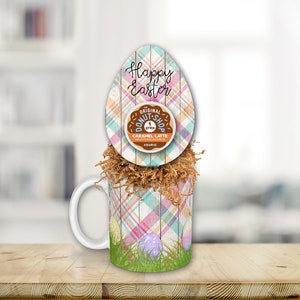 DIGITAL FILE Wooden Plaid Easter Egg Coffee Pod Holder Sublimation Design