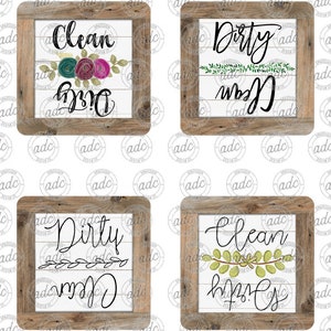 DIGITAL FILE Farmhouse  Dirty Clean Dishwasher Magnet Sublimation Design Bundle