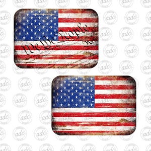 May include: Two distressed American flag designs. The top flag has the words "We the People" printed on it. The bottom flag is a more traditional design.