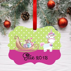 DIGITAL FILE Girly Unicorn Christmas Ornament Sublimation Template