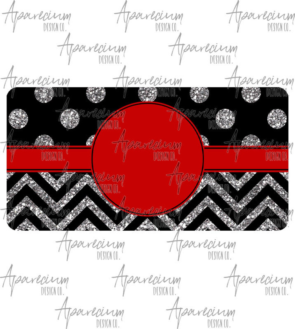 DIGITAL FILE Black and Silver Glitter Red Monogram License Etsy