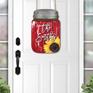 DIGITAL FILE Red Wooden Sunflower Mason Jar Door Hanger Sublimation Design