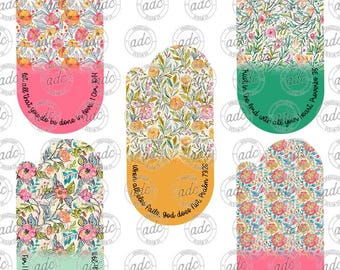 DIGITAL FILE Colorful Floral Scripture Paper Clip Bookmark Sublimation Design Bundle