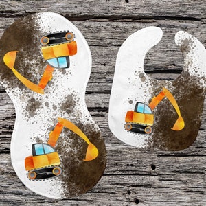 DIGITAL FILE Construction and Dirt Bib and Burp Cloth Monogram Sublimation Design