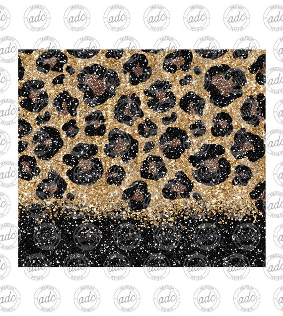 Black Glitter Leopard Print Tumbler
