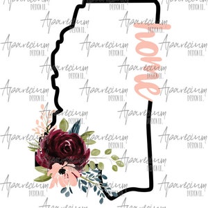 DIGITAL FILE Boho Floral Mississippi Sublimation Design