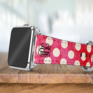 DIGITALE DATEI Vintage Red Polka Dot Apple Uhrenarmband Sublimation Design