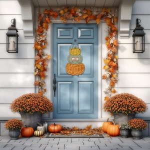 DIGITAL FILE Rustic Stitched Fabric Fall Stacked Pumpkin Sublimation Design