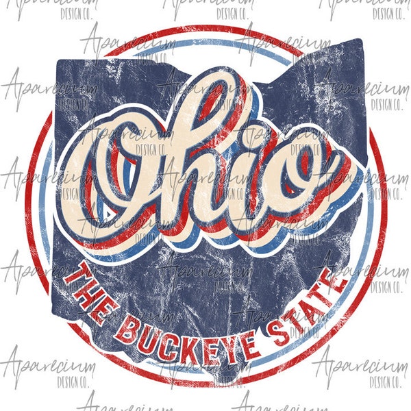 DIGITAL FILE Retro State of Ohio Sublimation Design