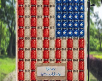 DIGITAL FILE Cottagecore Mason Jar American Flag Garden Flag Sublimation Template