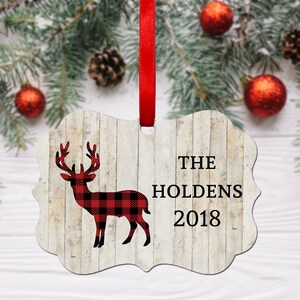DIGITAL FILE Buffalo Plaid Deer Christmas Ornament Sublimation Template