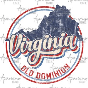 DIGITAL FILE Retro State of Virginia Sublimation Design